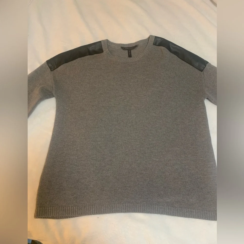 BCBGMaxAzria Gray Sweater with Black Shoulder Detail S
